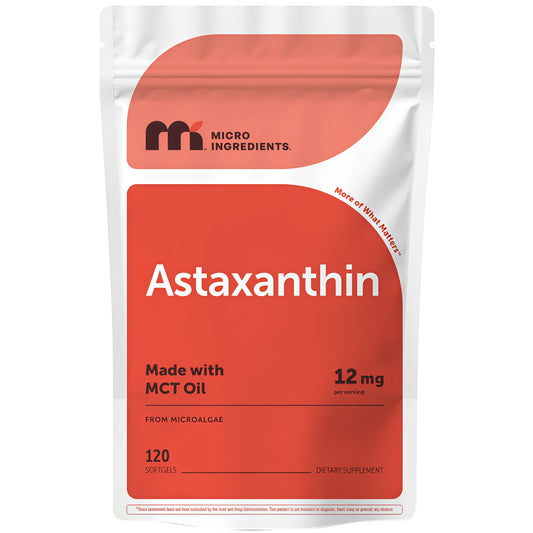 Micro Ingredients Astaxanthin 12mg with MCT Oil, 120 Softgels, 4 Month Supply | Premium Astaxanthin Antioxidant Supplements* | Fresh Microalgae Source | Triple Strength, Non-GMO, Gluten Free, No Soy